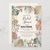 Boho Aquarelle Florale Douche nuptiale Invitation (Devant / Derrière)