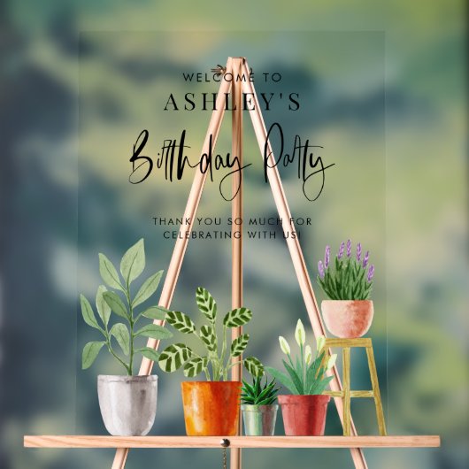 Boho Aquarelle Poted Ménagers Fête d'anniversaire (Neutre)