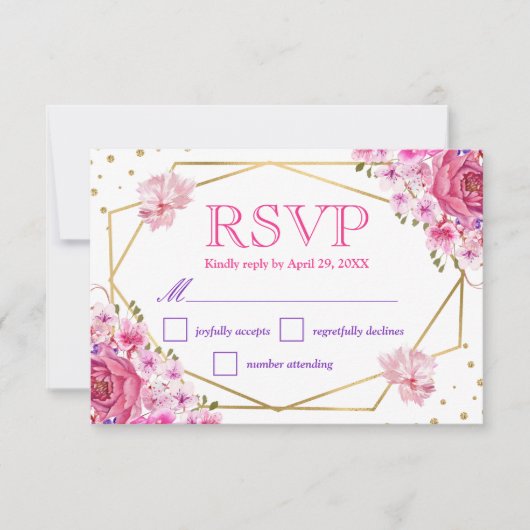 Boho Aquarelle rose Roses Mariage Carte RSVP (Devant)