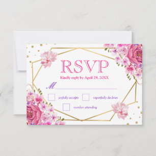 Boho Aquarelle rose Roses Mariage Carte RSVP