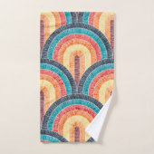 Boho Aquarelle Rouge Turquoise Orange arc-en-ciel (Serviette à main)