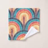 Boho Aquarelle Rouge Turquoise Orange arc-en-ciel (Gant de toilette)