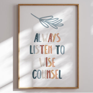 Boho aquarelle toujours écouter poster sage