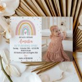 Boho Arc-en-ciel 1er anniversaire Invitation photo