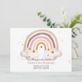 Boho Arc-en-ciel Anniversaire Invitation Girl Rust (Debout devant)