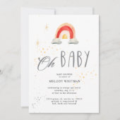 boho arc-en-ciel mignon Baby shower Invitation (Devant)