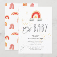 boho arc-en-ciel mignon Baby shower Invitation