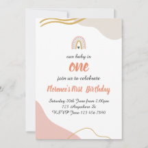 Boho Arc-en-ciel première invitation anniversaire
