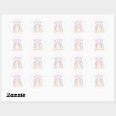 Boho arc-en-ciel rose enfants nom autocollant (Feuille)