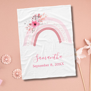 Boho Arc-en-ciel rose fleurs florales Couverture b