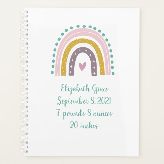 Boho Arc-en-ciel rose Turquoise Coeurs d'or Statis (Devant)