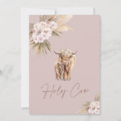 Boho Arc Floral Holy Cow Baby shower Invitation (Dos)