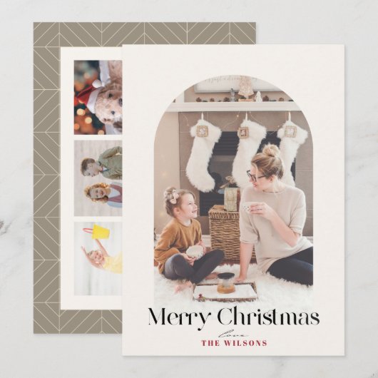 Boho Arch 4 Foto Kerstmis Feestdagenkaart (Voorkant / Achterkant)