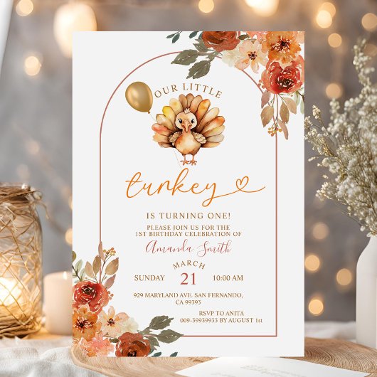 Boho Arch Automne Anniversaire Floral Invitation
