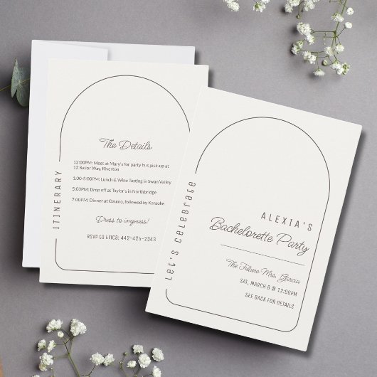 Boho Arch Bachelorette Party Invitation Itinéraire