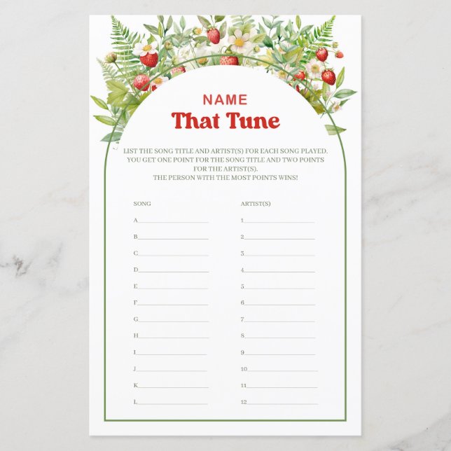 Boho Arch Berry zoete naam dat tunespel (Voorkant)