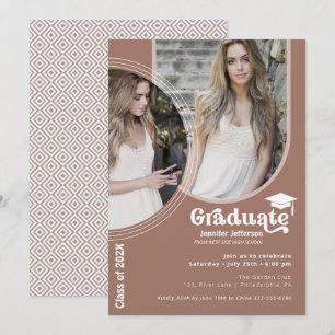 Boho Arch Chic Afstuderen Earth tones nodigen Feestdagenkaart
