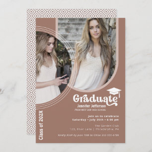 Boho Arch Chic Graduation tons terre invitation