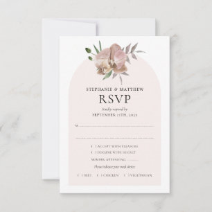 Boho Arch Dusty Orchids Botanical Wedding RSVP Kaartje