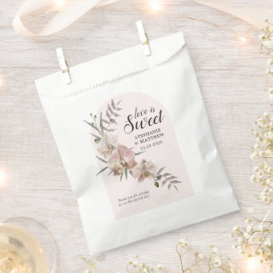 Boho Arch Dusty Orchids Love is Sweet Weddenschap Bedankzakje
