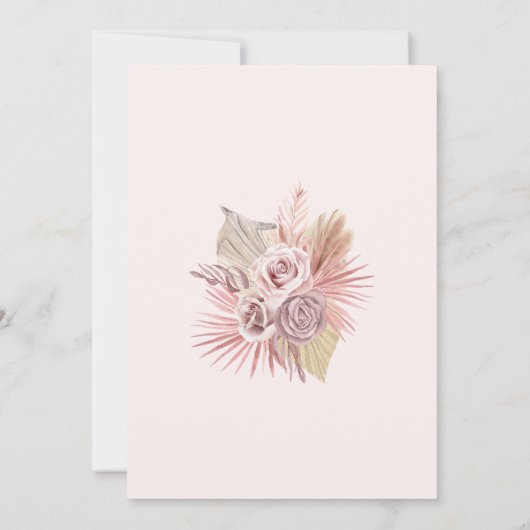 Boho Arch Dusty Roos Flowy Bloemen Bruiloft Kaart (Achterkant)