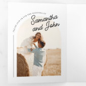 Boho Arch Foto Bruiloft Drieluik Uitnodiging (Binnenzijde eerst)