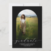 Boho Arch Graduation Invitation 2 Photos - Noir (Devant)