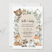 Boho Arch Greenery Woodland Animals Baby shower Kaart (Voorkant)