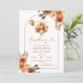 Boho Arch Herfst Birthday Floral Kaart (Staand voorkant)