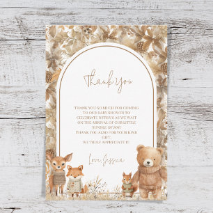 Boho Arch Herfst Woodland Animals Baby shower Bedankkaart