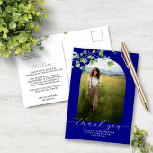 Boho Arch Ivy Navy Blue Afstudeerder Dank u Briefkaart