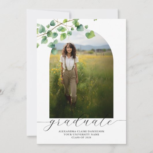 Boho Arch Ivy, wit Afstuderen Kaart (Voorkant)