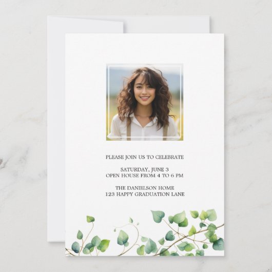 Boho Arch Ivy, wit Afstuderen Kaart (Achterkant)