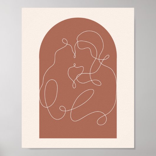 Boho Arch Kissing Continual Linear Line Art 1 Poster (Voorkant)