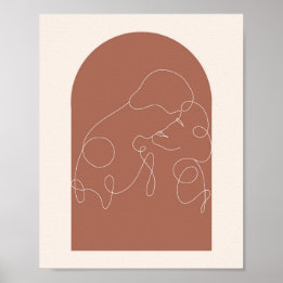 Boho Arch Kissing Continual Linear Line Art. 2 Poster