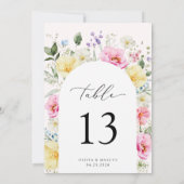 Boho Arch Kleurrijke Bloemen Bruiloft Tafel Nummer (Achterkant)