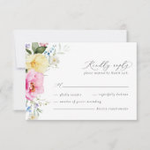 Boho Arch Kleurrijke Floral Spring Elegant Bruilof RSVP Kaartje (Voorkant)