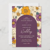 Boho arch mauve sinaasappel en ivoren bloemen kaart (Voorkant)