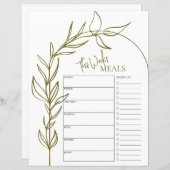 Boho Arch Minimale Tekst Weekelijks Meal Planner (Voorkant / Achterkant)