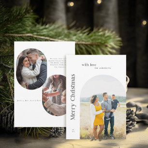 Boho Arch Minimalistische BW Foto Kerst Feestdagenkaart