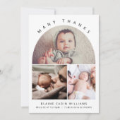 Boho Arch Modern Dank u Foto Collage Geboorte Aankondiging (Voorkant)