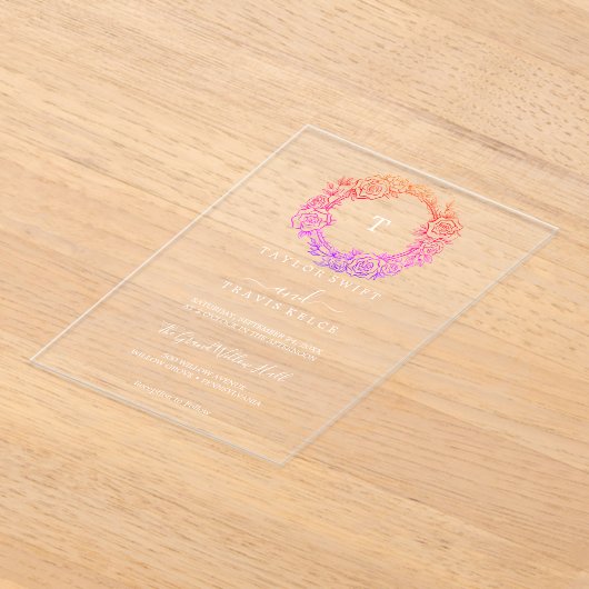 Boho Arch Monogramme Acrylique Invitation (Poser)