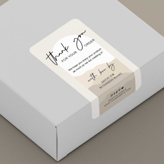Boho Arch Neutrals Monogram Business Box Seal Etiket