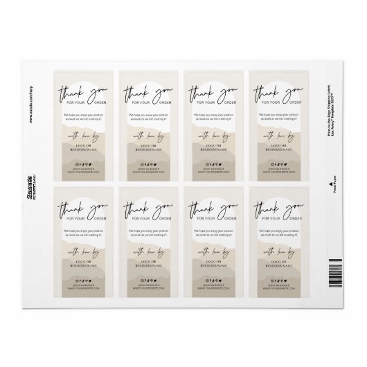 Boho Arch Neutrals Monogram Business Box Seal Etiket (Full Sheet)