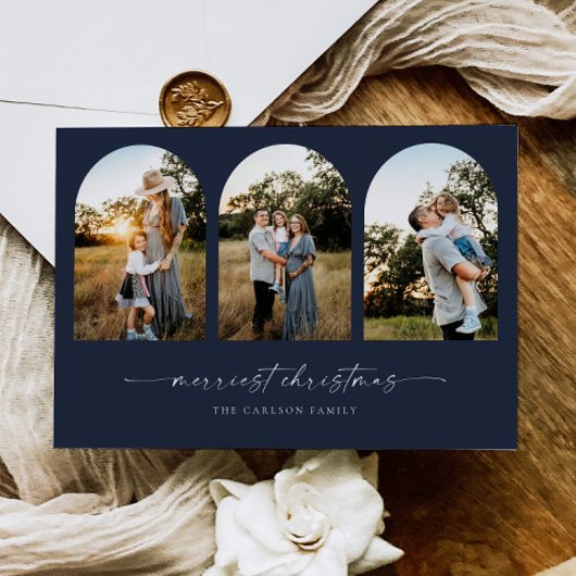 Boho Arch Noël Carte photo de voeux