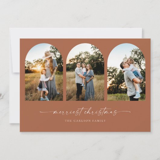 Boho Arch Noël Carte photo de voeux (Devant)