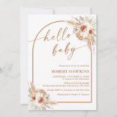 Boho Arch Pampas Baby shower en herbe Invitation (Devant)