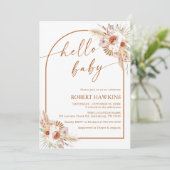 Boho Arch Pampas Grass Baby shower Uitnodiging (Staand voorkant)