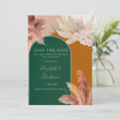 Boho Arch Pampas grass Save the Date Kaart (Staand voorkant)