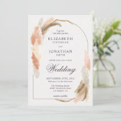 Boho arch pampas moderne huwelijksuitnodiging kaart (Staand voorkant)